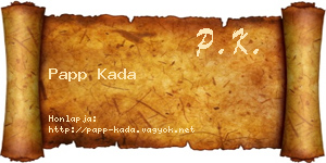 Papp Kada névjegykártya